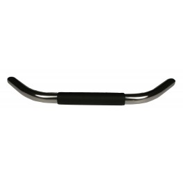 1912 LG STAINLESS GRAB HANDLE - BLK LEATHER WRAP.